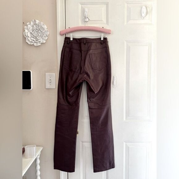 VTG Jeanology Newport News Deep Burgundy Plum Leather Jeans Size 4 - Picture 10 of 15